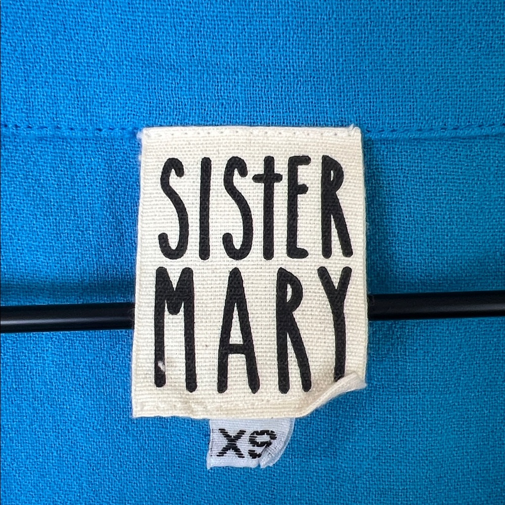 SISTER MARY Bohemian Embroidered Cotton Blouse Blue‎ White Sz XS - Picture 3 of 8